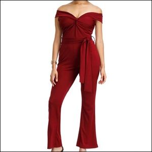 Burgundy L/XL flare leg Jumpsuit
